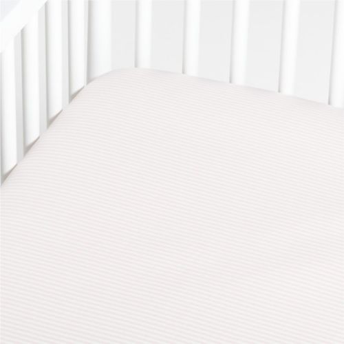 Pink Stripe Organic Heathered Jersey Baby Crib Fitted Sheet