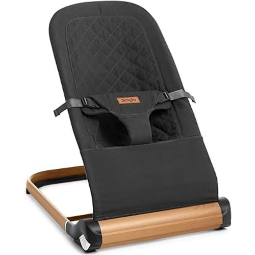 Baby Bouncer, Foldable Infant Bouncer for Babies, Portable Baby Bouncer Seat with Adjustable Height(Cotton, Anthracite)
