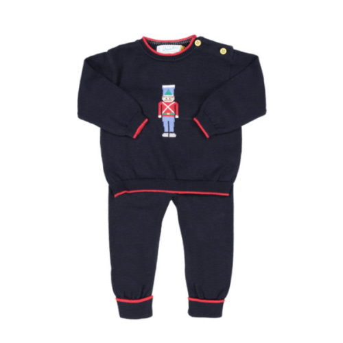 Boys Christmas Navy Knit Set with Soldier design I Feltman Brothers