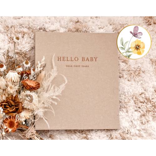 Peachly Floral Baby Memory Book (USA) - Photo Keepsake to Record Milestones & Firsts for Baby Girl