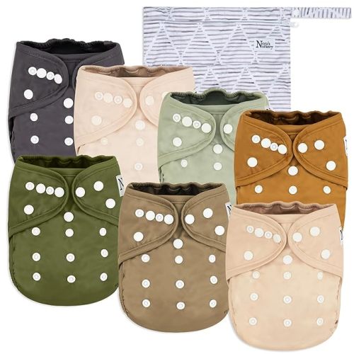 Nora's Nursery Cloth Diaper Cover, Washable Reusable Diaper Cover with Snap Closure, Cloth Diaper Shell for Prefold, Flat or Fitted Cloth Diaper Inserts, Wet Bag Included, Down to Earth