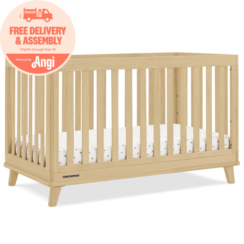Delta Children Frankie 4-in-1 Convertible Crib - Greenguard Gold Certified, Natural Pine