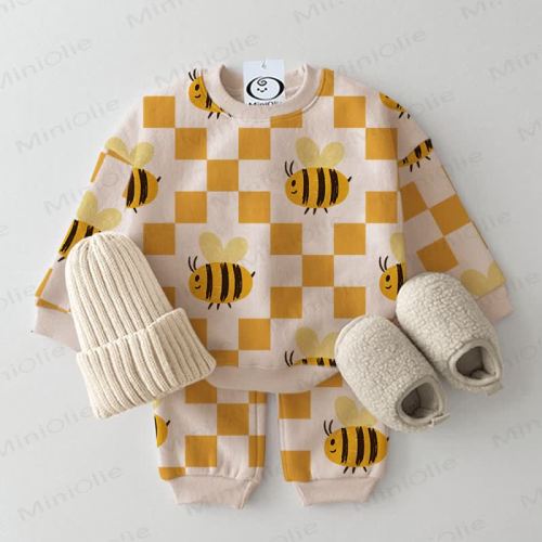 Baby Beige Plaid Bee 2-piece Set