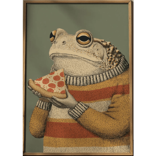 Toad Eating Pizza Poster