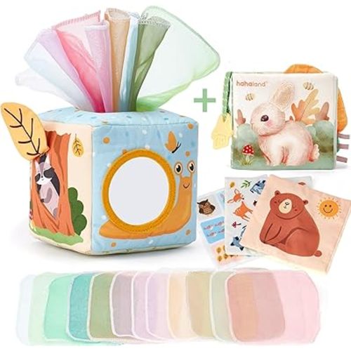 hahaland Baby Tissue Box Toy and Baby Book