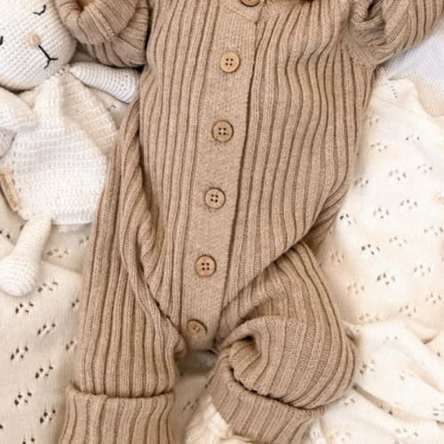 Little B's Chunky Rib Baby Jumpsuit - Oak