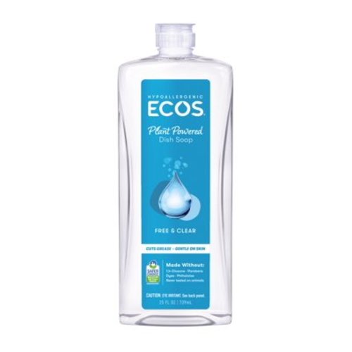 ECOS Hypoallergenic Dish Soap, Unscented, Gentle for Sensitive Skin, Plant-Based, 25 Fluid Ounce