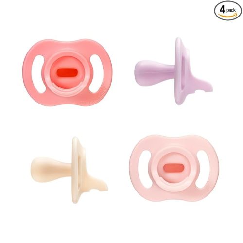 Tommee Tippee Ultra-Light StayPut Pacifier, One-Piece Silicone Design, 0-6m, 4 Pack