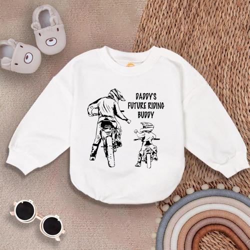 Daddy&#39; Future Riding Buddy Baby Romper, Dirt Bike Baby Bodysuit, Baby Shower Gift, Baby Pregnancy Announcement