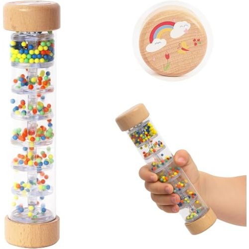 WoodenEdu Rainmaker Rain Stick Musical Instrument for Babies, 8 Inch