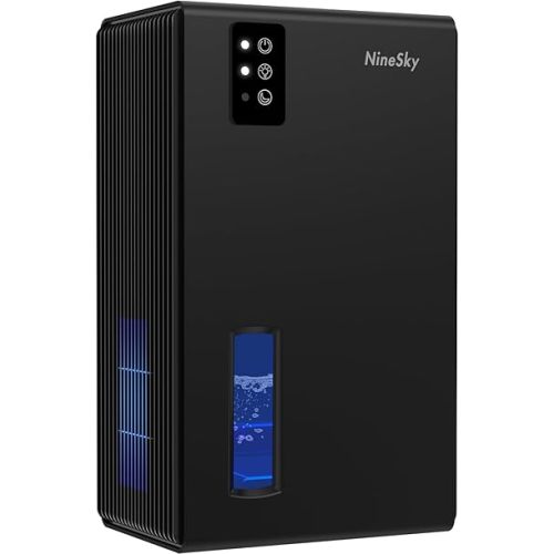 NineSky Dehumidifier for Home, 95 OZ Water Tank, (1000 sq.ft) Dehumidifiers for Bathroom Bedroom Basement with Auto Shut Off,7 Colors LED Light (Black)