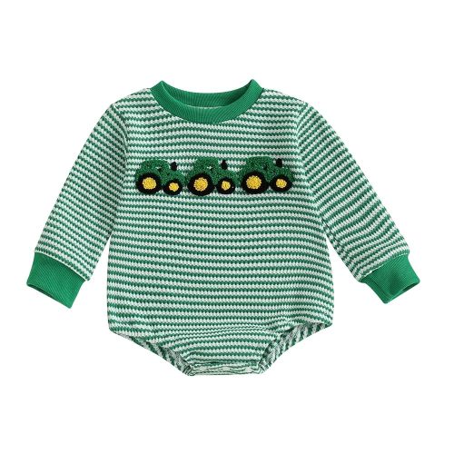 FIOMVA Baby Boy Sweatshirt Romper Fall Winter Clothes Outfits Sweater Onesie Long Sleeve Bubble Romper Bodysuit