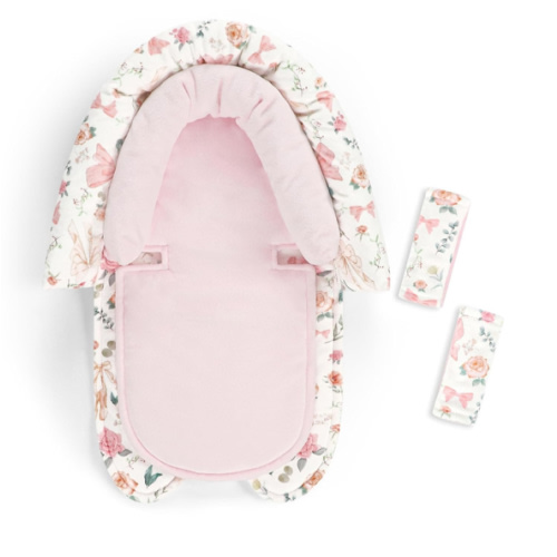 Baby Car Seat Head Support for Newborn, GFU 2 in 1 Infant Car Seat Head Body Support with Strap Pads, Soft Stroller Cushion Pillow Insert for Girls, Fits for Stroller, Swing, Pink Floral