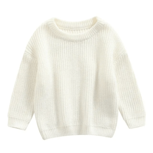 Knit Pullover Sweater in White, Size 6 months