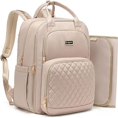 Diaper Bag Backpack - Extra Large Diaper Bag for 2 Kids Twins (Expandable 30L-38L) - Cute Travel Baby Backpack with Changing Pad for mens women (Quilted, Water Resistant)