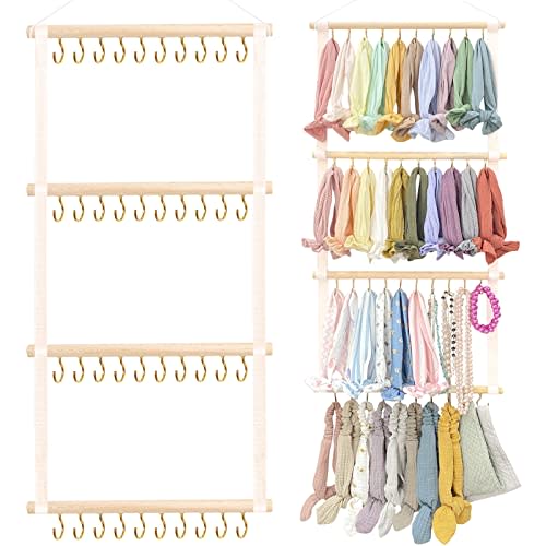 POVETIRE Headband Holder Head Bands Organizer for Girls, Baby Headbands Hair Accessories Organizer Storage Wall Hanging Decor for Nursery Toddler Girls Room