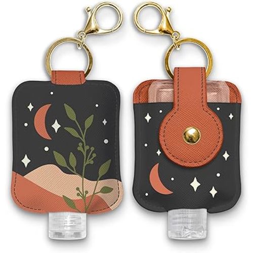 Studio Oh! Hand Sanitizer Holder with Travel Bottle Refillable Mini Bottle in Desert Nights with Portable Keychain Holder Keeps Hands Clean & Germ-Free