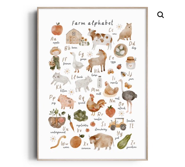 Farm Animals Print | Farm Alphabet Nursery Wall Art | The Kids Print Store – The Kids Print Store