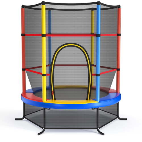 Gymax 55'' Trampoline for Kids Toddler Recreational Trampoline w/ Safety Enclosure Net Colorful