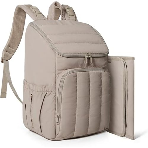 BAGSMART Diaper Bag Backpack, Large Baby Diaper Bag, Quilted Puffy Baby Bag for Mom with Quick-access Insulated Pockets, Lightweight Versatile Travel Backpack