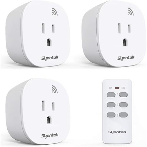 Remote Control Outlet Wireless Light Switch for Household Appliances, Expandable Remote Light Switch Kit, Up to 100 ft Range, FCC Certified, ETL Listed, White (3 Outlets + 1 Remotes)