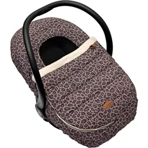 JJ Cole Winter Baby Car Seat Cover - Winter Car Seat Cover for Baby Seat or Stroller - Infant Car Seat Covers with Warm Sherpa Lining - Leopard
