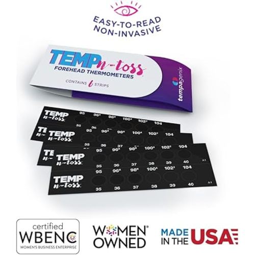 Fast Reading Disposable Forehead Thermometer Strips - Temp-N-Toss for Accurate & Hygienic Baby Temperature Measurement - Easy to Use and Reliable Single-Use Fever Indicator (6)