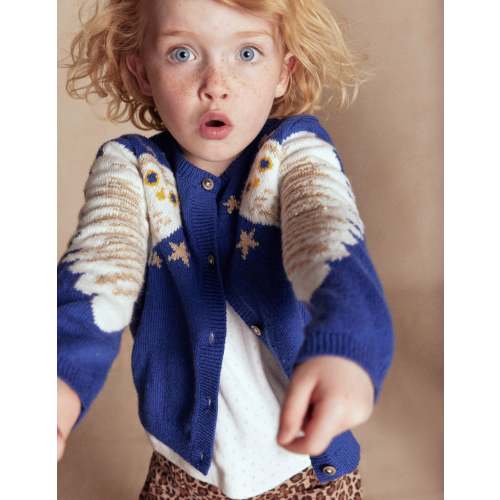 Fun Logo Cardigan-Sapphire Blue Owls