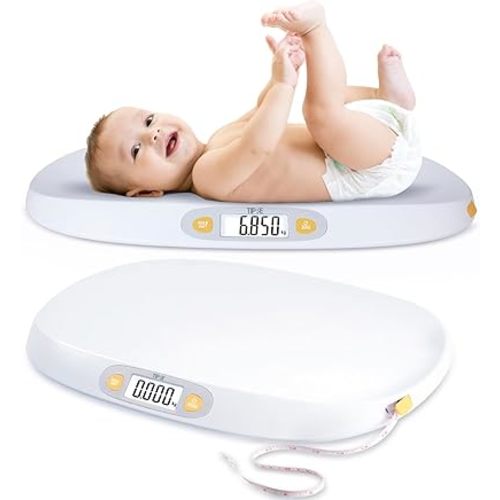 Baby Scale for Weighing, 55 lb/0.01 lb Digital Infant Scale for Weighted Feeds with Height Measuring Tape Weight Comparison Hold Function, Pet Scale for Cats/Dogs, LCD Display, Large Platform