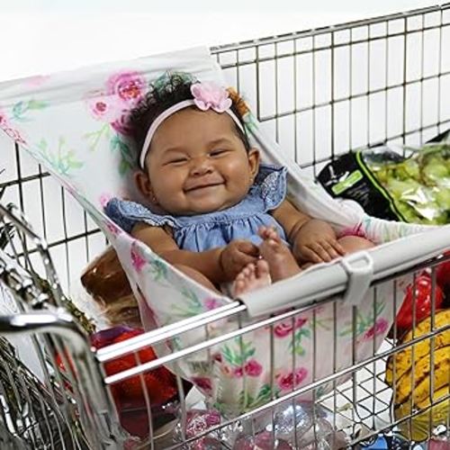 Shopping Cart Hammock for Infants and Toddlers, Cart Seats for Babies, for All Car Seat Models, Grocery Cart Hammock for Baby, Capacity of up to 50 lbs, Full Bloom
