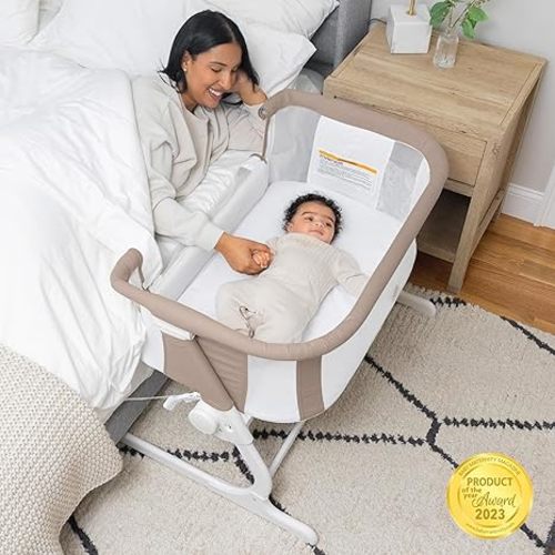 Baby Delight Beside Me™ Dreamer Bassinet | Bedside Sleeper & Baby Bassinet | 8-Position Height Adjustment | 100% GOTS Certified Organic Cotton Fabric | Organic Mocha