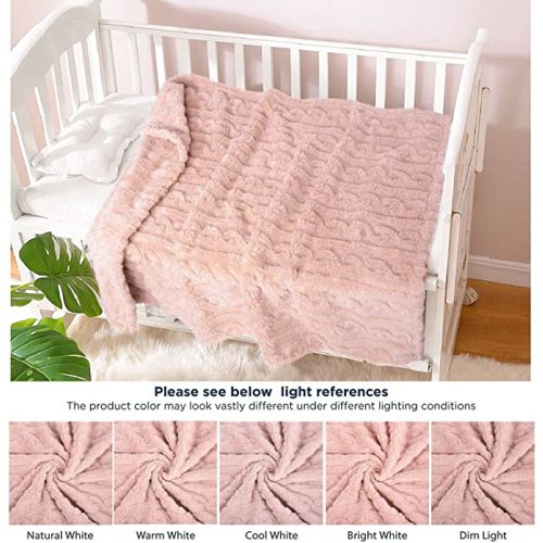 Baby Blanket for Girls Toddlers 3D Fleece Fluffy Fuzzy Blanket for Baby, Soft Warm Cozy Fleece Blanket, Infant or Newborn Receiving Blanket (30x40inch, Pink) - 30 x 40 Inch