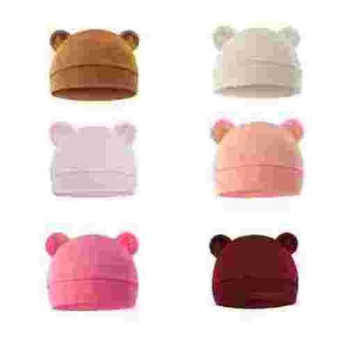 LNMQLPDBS 6 Pieces Newborn Baby Hat Bear Ears Infant Caps Baby Boy Girl Infant Beanies 0-6 Months Solid Color Toddler Hats Gifts for Newborn Baby Girl Nursery Beanie