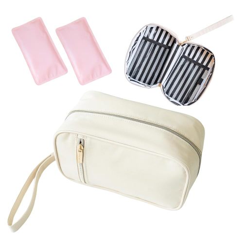 Breast Milk Cooler Travel Bag - Stylish Polyester Breastmilk Storage Bag Holds 6-8 Bags - Waterproof & Portable Breastmilk Cooler Bag w/ Included Ice Packs - Baby Essentials for Moms On-the-Go