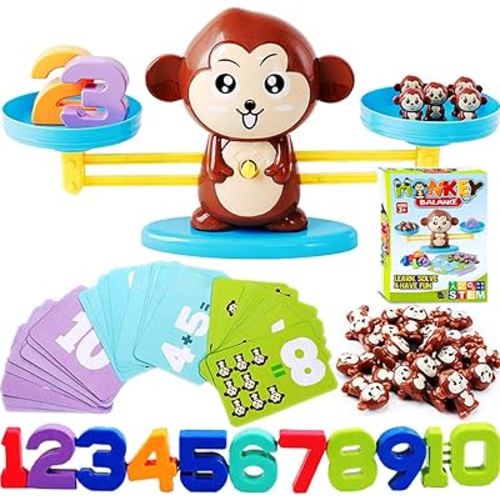 CozyBomB™ Monkey Balance Counting Toys Cool Math Games - STEM Preschool Educational Toys for 3 4 5 Year olds Cool Math Educational Kindergarten - Number Toddler Learning games for Boys and Girls