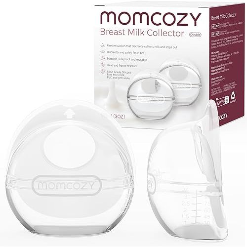 Momcozy Breast Milk Collector, Milk Collectors for Breastfeeding, Reusable Breast Milk Shells, Silicone Catcher with More Fit & Soft (3oz/90ml, 2 Counts)