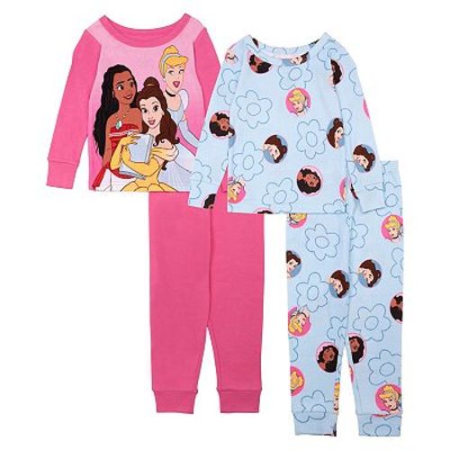 Disney Princess Moana, Belle & Cinderella Toddler Girl 4-Piece Pajama Top & Pajama Bottoms Set