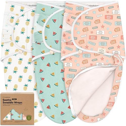 Baby Swaddle Sleep Sacks with Zipper - 3-Pack Newborn Swaddle Sack, Baby Swaddles Sleep Sack 0-3 Months, Wearable Blanket Baby, Baby Swaddle Blanket Wrap, Swaddle Sack, Easy Change Swaddle (Beach Day)
