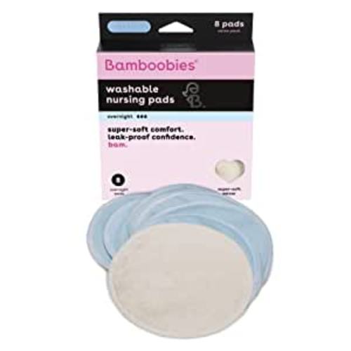 Bamboobies Nursing Pads for Breastfeeding Reusable Washable Breast Pads, Blue in 8 Count