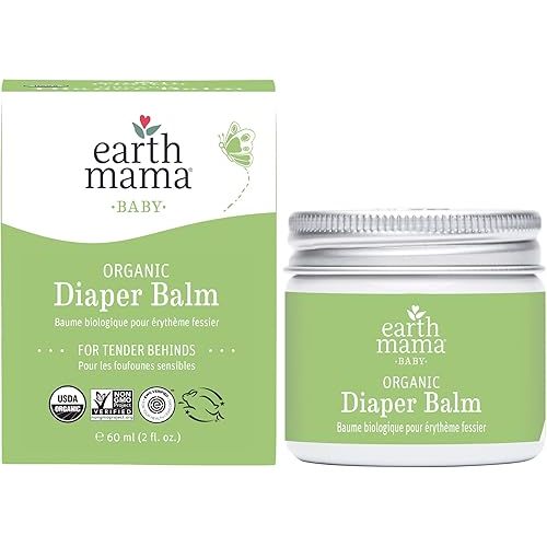 Organic Diaper Balm by Earth Mama | Safe Calendula Cream to Soothe and Protect Sensitive Skin, Non-GMO Project Verified, 2-Fluid Ounce