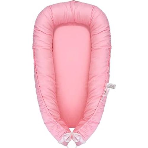 Baby Lounger for Newborn, Baby Nest Cover (0-24 Months), 100% Cotton Breathable Adjustable Portable Infant Lounger, Co Sleeper for Baby in Bed, Baby Essentials and Gifts