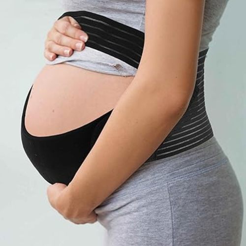 Pregnancy Belly Band, Breathable Belly Support Brace, Pregnancy Support Belt, Lightweight Abdominal Binder, for Abdomen, Pelvis, Black, Medium, 1 Set