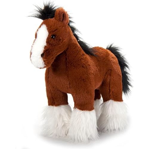 The Petting Zoo Standing Clydesdale Horse Stuffed Animal Plushie, Gifts for Kids, Wild Onez Barnyard Animals, Brown Horse Plush Toy, 12 inches