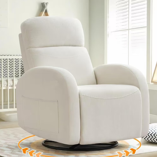 Amazon.com : Swivel Recliner Rocker Nursery, Chenille Nursering Glider Recliner, Manual Swive