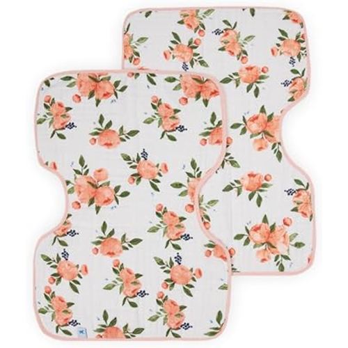 Little Unicorn Ultra-Absorbent Premium Burp Cloth 2 Pack | Soft on Baby's Skin | Larger Size | Ergonomic Design | Set of 2 (Watercolor Roses 2)