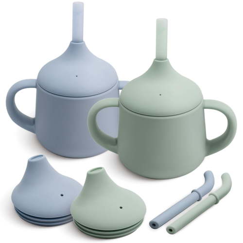 ZDM Silicone Baby Sippy Cups | 3 Stages Training Cup Straw Cup for Infants Toddlers and Kid | 4 oz 2Pack