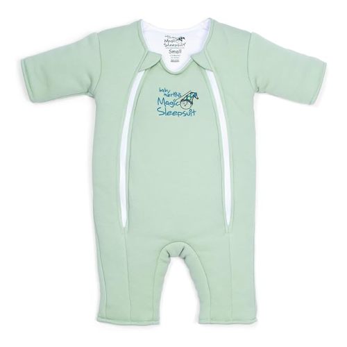 Baby Merlin's Magic Sleepsuit - 100% Cotton Baby Transition Swaddle Sleep Suit for Infants 6-9 Months - Baby Sleepsuit with Double Zipper for Easy Diaper Changes and Scooped Neckline - Sage Green