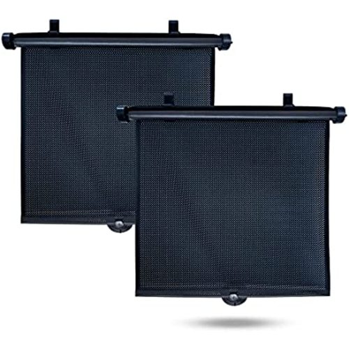 EcoNour Car Side Window Sun Shade (2 Pack) | Retractable Car Roller Sunshade for Kids | Baby Car Window Shades for UV and Sun Glare Protection | Baby Car Travel Accessories (15"x17")