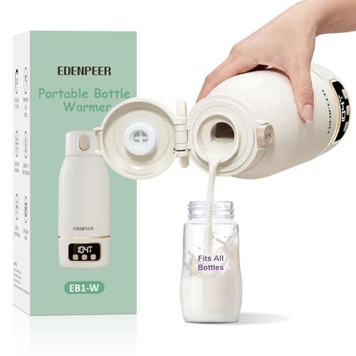 Portable Bottle Warmer for Travel, Fast Baby Bottle Warmer Portable with Precise Temperature Control, 17 OZ Milk Warmer, Leak-Proof Cordless Breastmilk Warmer, Fits Most Baby Bottles for On the Go