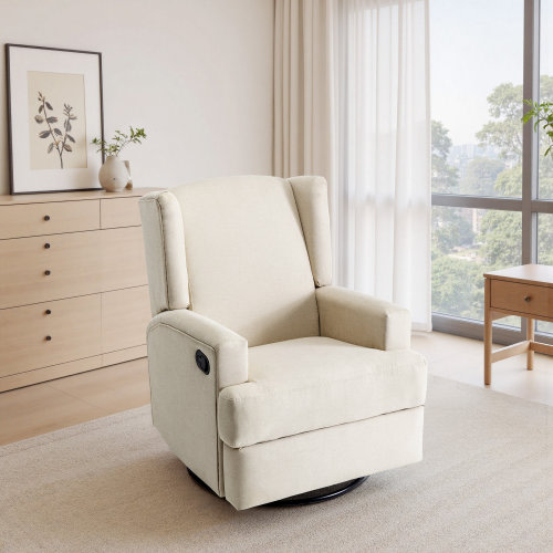 Latitude Run® Upholstered 31.48" W Classic Wing Back Manual Handle Swivel Rock Glider Recliner & Reviews - Wayfair Canada